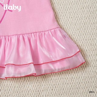 Váy bé gái ILABY HCM dáng suông đuôi cá phối voan kính lấp lánh, chất cotton mềm mịn cho bé [3863]