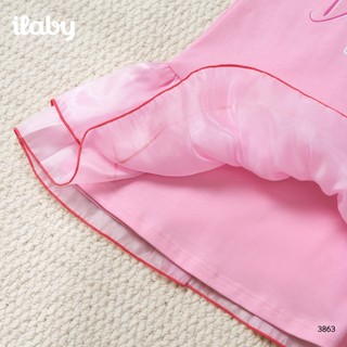 Váy bé gái ILABY HCM dáng suông đuôi cá phối voan kính lấp lánh, chất cotton mềm mịn cho bé [3863]
