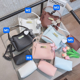 [LM076] SET TÚI ĐAI GÀI KHOÁ XOAY TẶNG KÈM VÍ VÀ MÓC TREO XINH XẮN