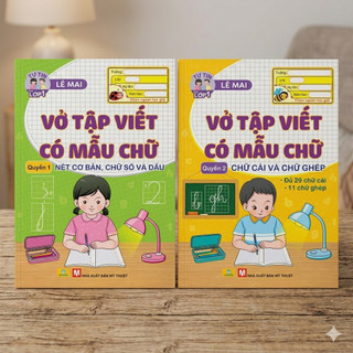 Sách - Combo 4 cuốn Vở Tập Viết Có Mẫu Chữ và Làm Quen Với Toán (Lê Mai) - ndbooks