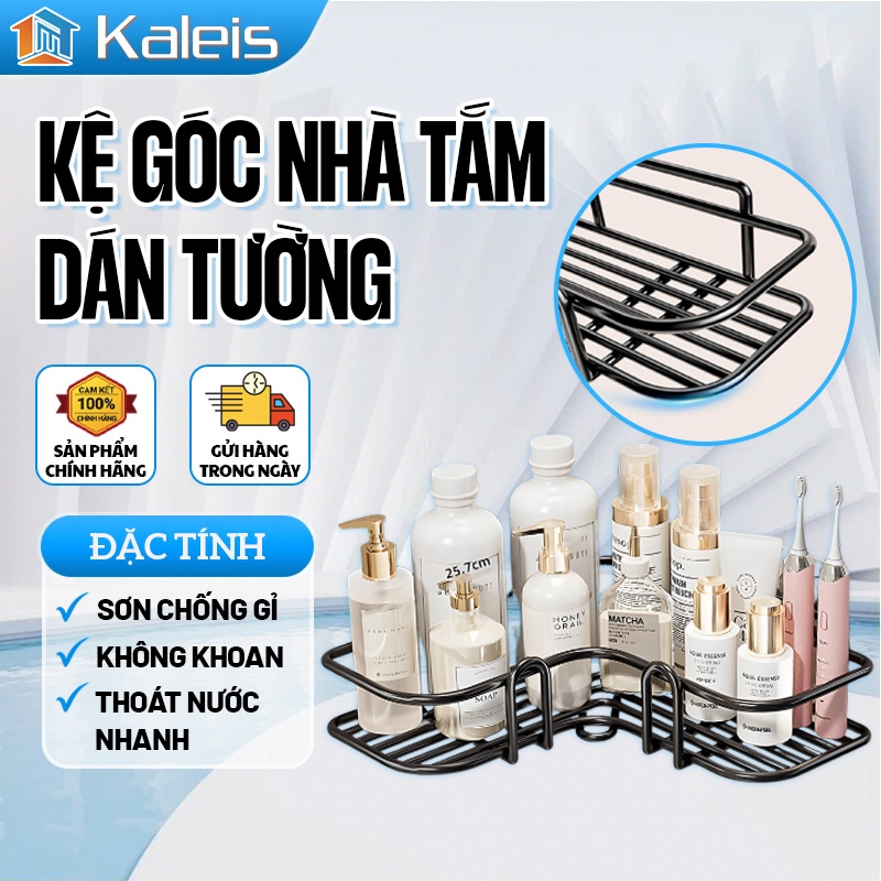 Kaleis Kệ Góc Dán Tường Nhà Tắm / Nhà Bếp Kệ Đựng Đồ, Gia Vị, Tiết Kiệm Diện Tích, Chịu Lực Tốt, Không Cần Khoan