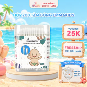 Tăm Bông Emmakids Hộp 200 Cái Cho Bé Sơ Sinh – Bông Mềm An Toàn, 2 Đầu Linh Hoạt - Cocoro BaBy