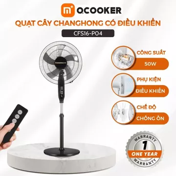 Quạt Điện, Quạt Cây Đứng Điều Khiển Từ Xa Changhong 5 Cánh Công Suất Lớn Siêu Mát Bảo Hành 12 Tháng