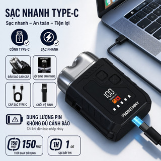 Máy cạo râu dành cho nam, dao cạo điện USB, sạc nhanh; máy cạo râu đa chức năng, có kèm đầu tỉa lông mũi và kèm gương