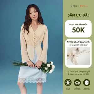 Áo Sơ Mi Voan Màu Kem Dáng Ôm Xếp Ly & Váy Lụa Viền Ren Dự Tiệc Nhẹ, Công Sở Vella VA26007 VV26008