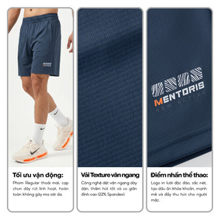 Quần Short Nam MENTORIS Vải Texture Vân Ngang, Co Giãn Tốt, Thấm Hút Mồ Hôi, Form Gọn Gàng MSR2609