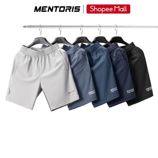 Quần Short Thể Thao Nam MENTORIS Vải Texture Dệt Vân Ngang, Co Giãn Thoáng Khí, Form Vừa Vặn MSR2609