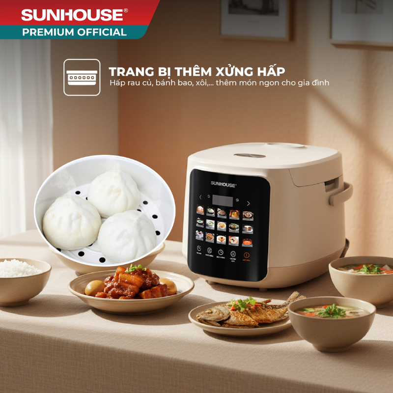 Nồi cơm điện tử 1.8L Sunhouse SHD8925 - 15 chức năng linh hoạt - Hẹn giờ tới 24H