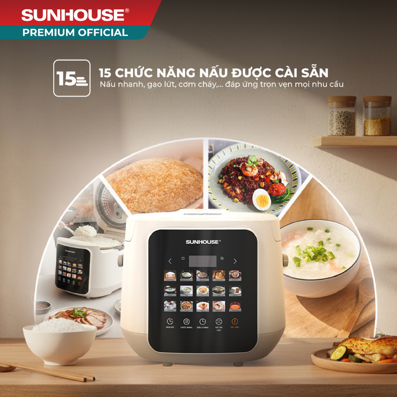 Nồi cơm điện tử 1.8L Sunhouse SHD8925 - 15 chức năng linh hoạt - Hẹn giờ tới 24H