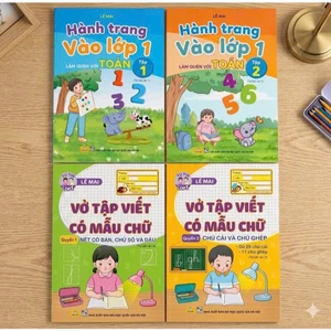 Sách - Combo 4 cuốn Vở Tập Viết Có Mẫu Chữ và Làm Quen Với Toán (Lê Mai) - ndbooks