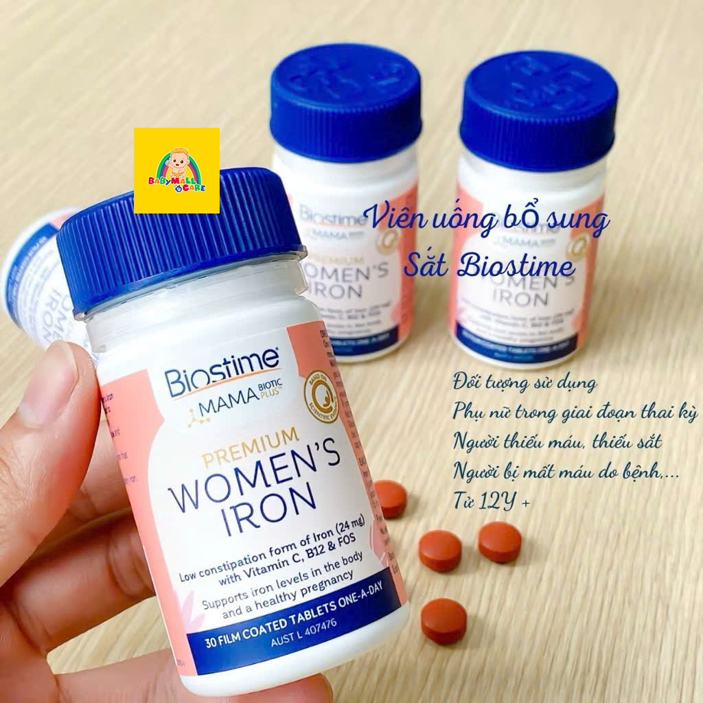 Viên Uống Bổ Sung Sắt Hữu Cơ Biostime Premium Women's Iron Ngừa Thiếu Máu 30 Viên | Babymall & Care