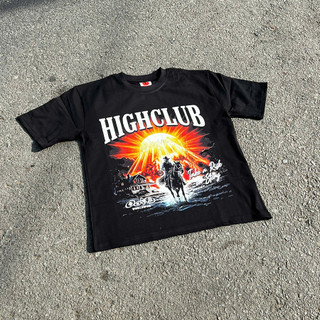 Áo thun COWBOY TEE tay lỡ cổ tròn HIGHCLUB unisex - ĐEN