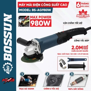 Máy mài điện BS BOSSUN BS-AG980W - 6 Cấp chỉnh tốc độ - Công suất cao 950w - Dây đồng 100%