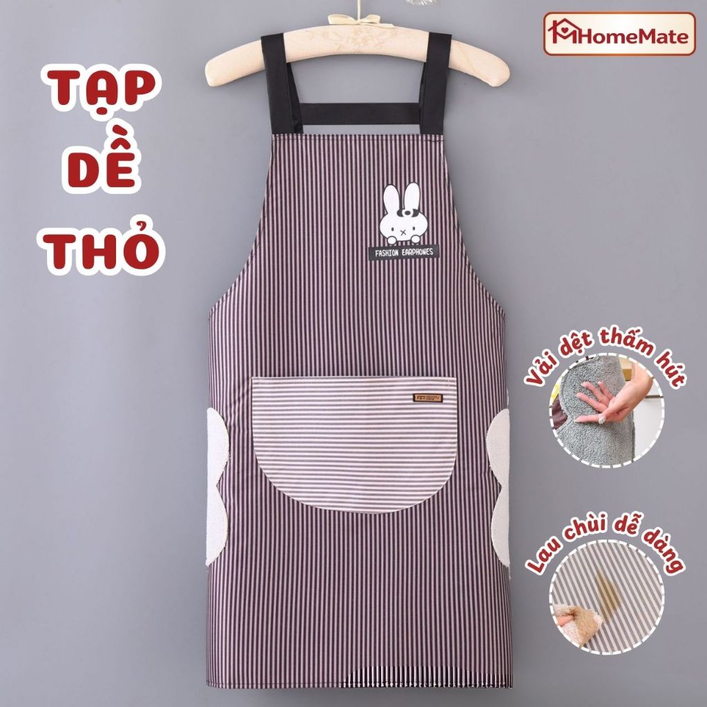 Tạp Dề Chống Nước Chống Dầu Có Túi & Khăn Lau Tay – Tạp Dề Nấu Ăn Dây Chữ H, Form Hàn Quốc, Dày Bền, Không Thấm