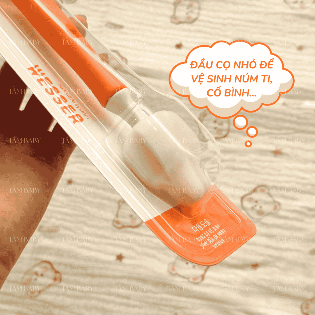 Cọ Rửa Bình Sữa & Núm Ti Wesser 2 Đầu Tiện Lợi Công Nghệ Đức An Toàn – Cocoro Baby