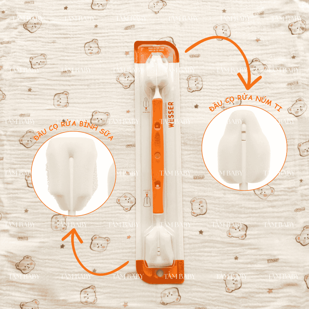 Cọ Rửa Bình Sữa & Núm Ti Wesser 2 Đầu Tiện Lợi Công Nghệ Đức An Toàn – Cocoro Baby
