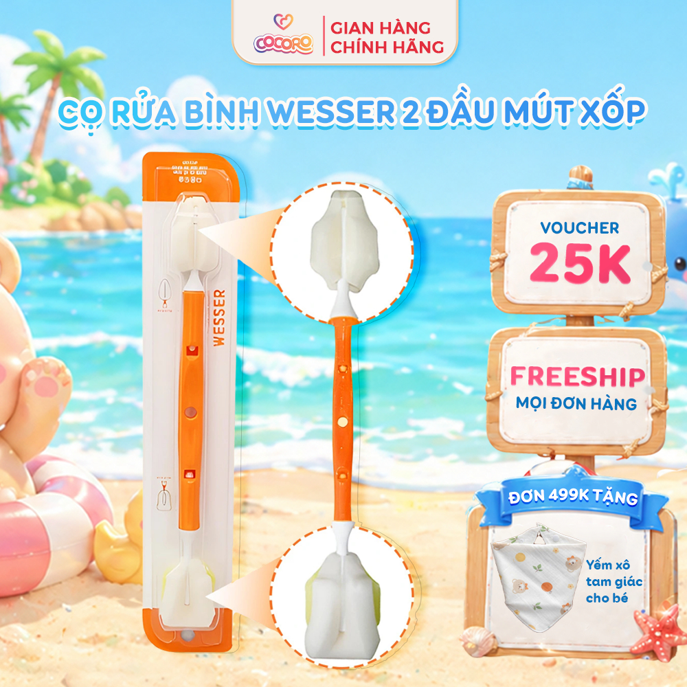 Cọ Rửa Bình Sữa & Núm Ti Wesser 2 Đầu Tiện Lợi Công Nghệ Đức An Toàn – Cocoro Baby