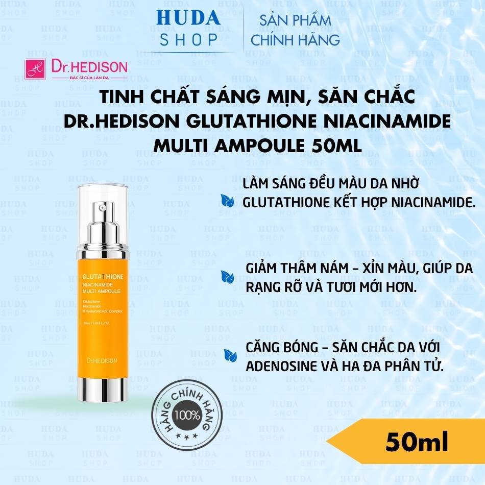 Tinh chất sáng mịn, săn chắc Dr.Hedison Glutathione Niacinamide Multi Ampoule 50ml