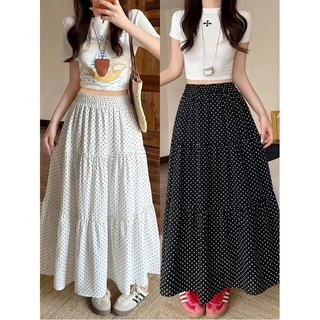 Chân Váy Dài Chấm Bi Dáng A Che Dáng, Dễ Phối, Đi Học Đi Làm DOTTIE LONG SKIRT Cakecat