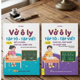 Sách - Bộ 3 cuốn Vở Ô Ly Tập Tô - Tập Viết T1+T2, Chữ Hoa hạ cỡ chữ nhỏ 1 ô ly (Lê Mai) - Ndbooks