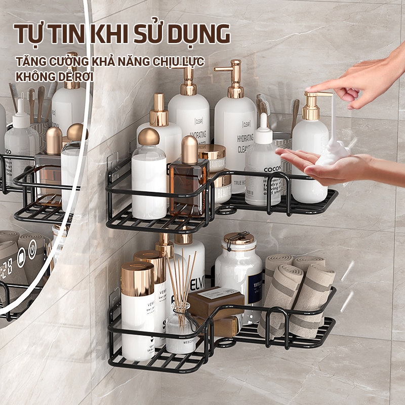 Kaleis Kệ Góc Dán Tường Nhà Tắm / Nhà Bếp Kệ Đựng Đồ, Gia Vị, Tiết Kiệm Diện Tích, Chịu Lực Tốt, Không Cần Khoan