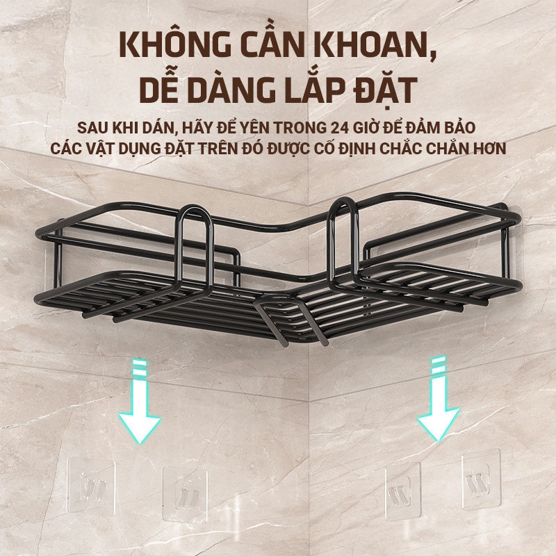 Kaleis Kệ Góc Dán Tường Nhà Tắm / Nhà Bếp Kệ Đựng Đồ, Gia Vị, Tiết Kiệm Diện Tích, Chịu Lực Tốt, Không Cần Khoan