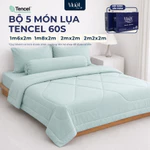 Bộ chăn ga gối lụa 100% Tencel 60s 1m6-1m8-2m-2m2 x 2m (Dày 5-12cm) trơn màu - Mướt Home, bộ 5 món kèm chăn — ảnh 1