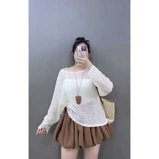 Sét Bigsize Nữ Áo Lưới Phối Áo 2 Dây, Chân Váy Xòe – Trẻ Trung, Hack Dáng 55-92kg A317+G118+CV413