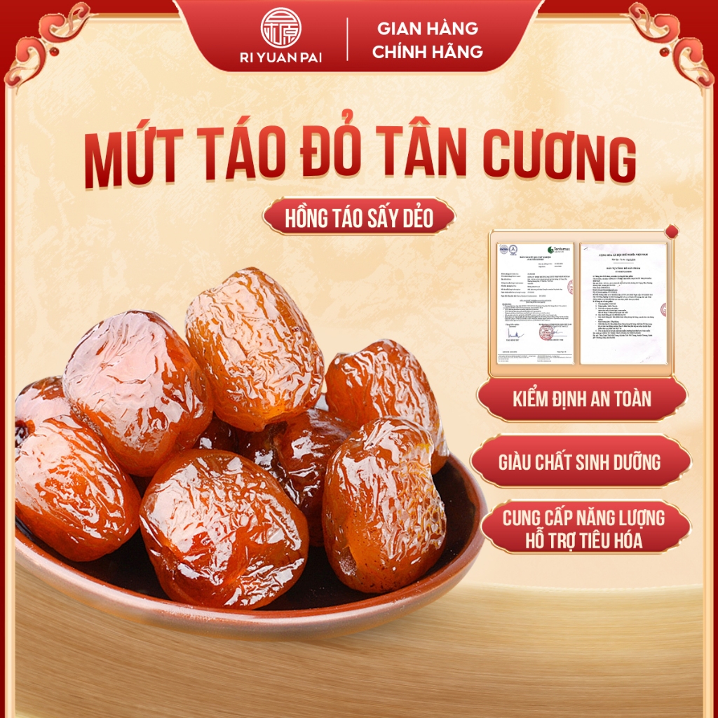 Mứt Táo Đỏ - Táo Đỏ Sấy Dẻo RIYUAN 500G- 1KG, thơm ngon, ngọt tự nhiên, nguồn gốc rõ ràng tốt cho sức khỏe