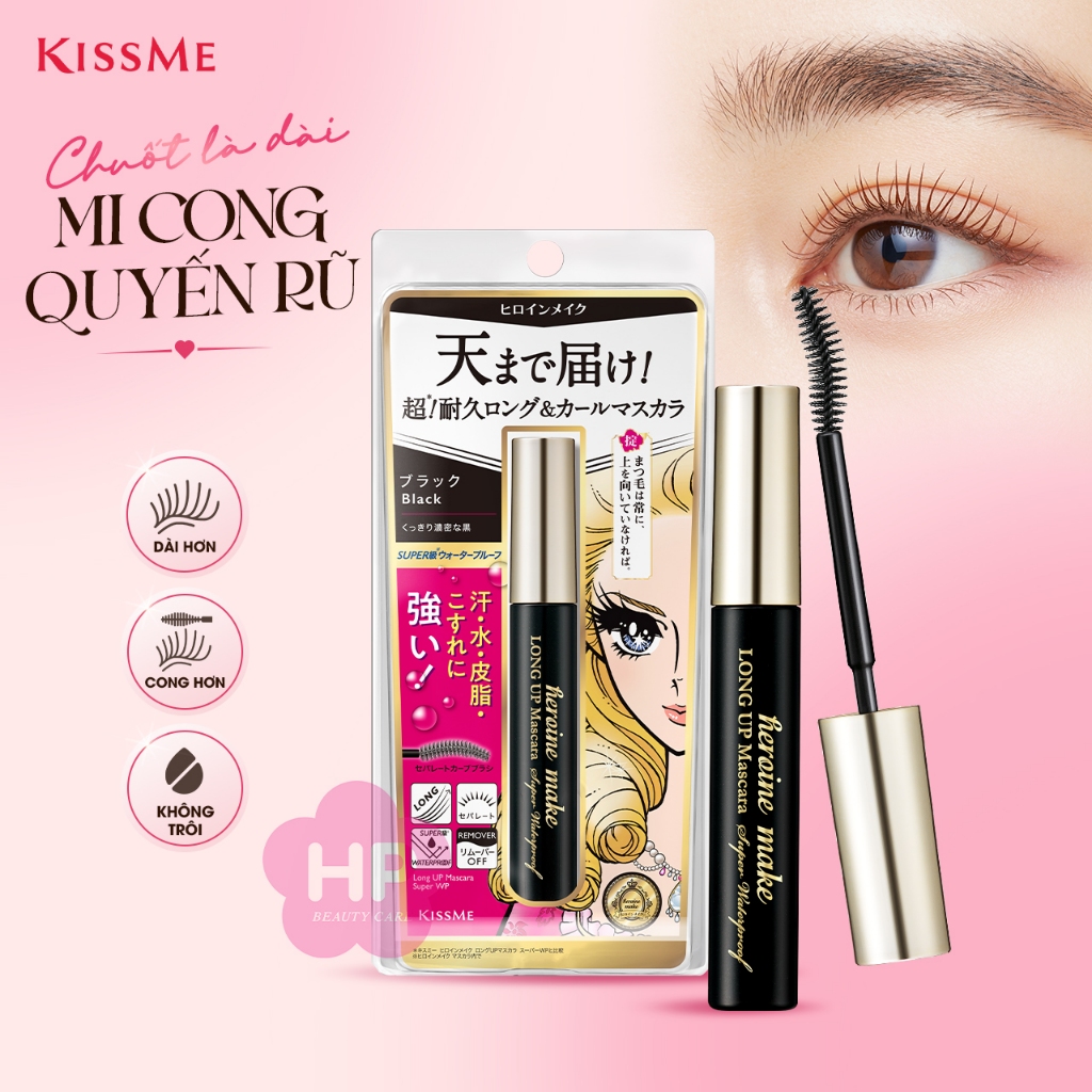 Mascara Nâng Cao Giúp Nâng Cong Và Dài Mi Kissme Heroine Make Long Up Mascara Super WP (Màu Đen 01)