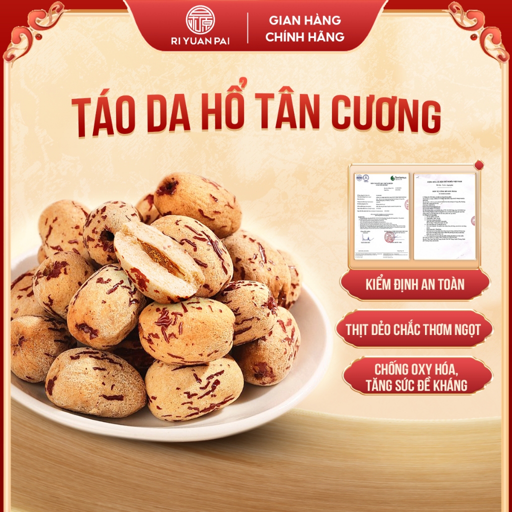 Táo Da Hổ Sấy Dẻo, Táo Đỏ Tân Cương Bóc Vỏ Riyuan 1KG, dẻo thơm, nguồn gốc rõ ràng, tốt cho sức khỏe