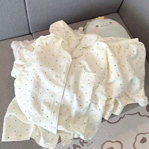 Bộ mặc nhà pyjama (cộc tay) chất đũi bông mây mềm mại họa tiết nhẹ nhàng đáng yêu