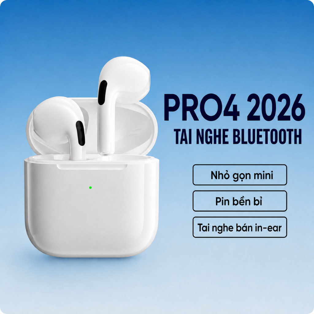 Tai Nghe Không Dây Pro4 Mini Bluetooth 5.0, Nhét Tai Êm, Điều Khiển Cảm Ứng, Tương Thích Đa Thiết Bị