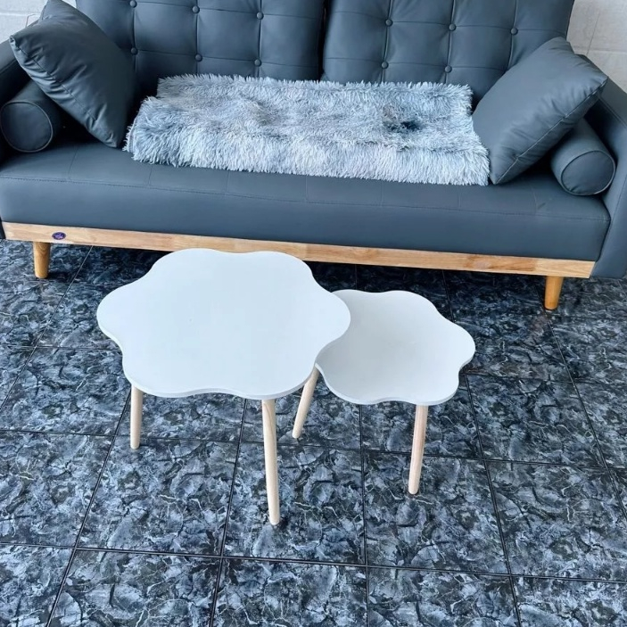 Bàn trà sofa hình Bông Hoa decor cực xinh ngồi bệt hoặc sofa, bàn trà 2 tầng hình bông hoa, bàn học Nhu Y Decor
