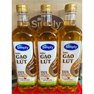 Dầu ăn cao cấp Simply Gạo Lứt - 100% nguyên chất từ gạo lứt - chai 1 lit