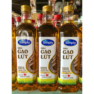 Dầu ăn cao cấp Simply Gạo Lứt - 100% nguyên chất từ gạo lứt - chai 1 lit
