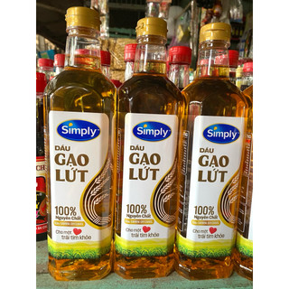 Dầu ăn cao cấp Simply Gạo Lứt - 100% nguyên chất từ gạo lứt - chai 1 lit