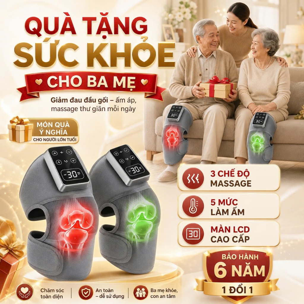 Máy Massage Chân Đầu Gối Không Dây , Máy Mát Xa chườm ấm Hồng Ngoại Giảm Đau Nhức Xương Khớp