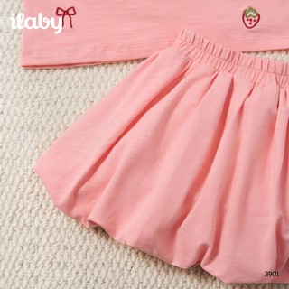 Set váy bé gái ILABY HCM áo Polo tay bồng thêu họa tiết Sweet Baby và chân váy bí ngô xinh xắn[3901]