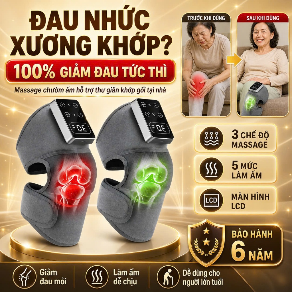 Máy Massage Chân Đầu Gối Không Dây Z319, Đai Quấn Nóng Chườm Ấm Ngải Cứu Xương Khớp Rung 3D Pin Trâu