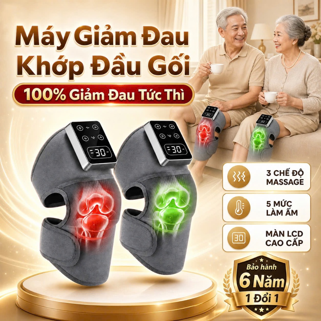 Máy Massage Đầu Gối Z319 Giảm Đau Nhức Xương Khớp, Đai Quấn Nóng Đầu Gối Chườm Nóng Nhiệt Hồng Ngoại