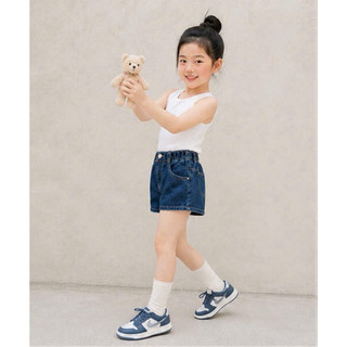 Quần short jean cho bé trai bé gái Batala Kids, QUẦN ĐÙI BÒ CẠP CHUN CÚC BẠC CHO BÉ 7-25kg