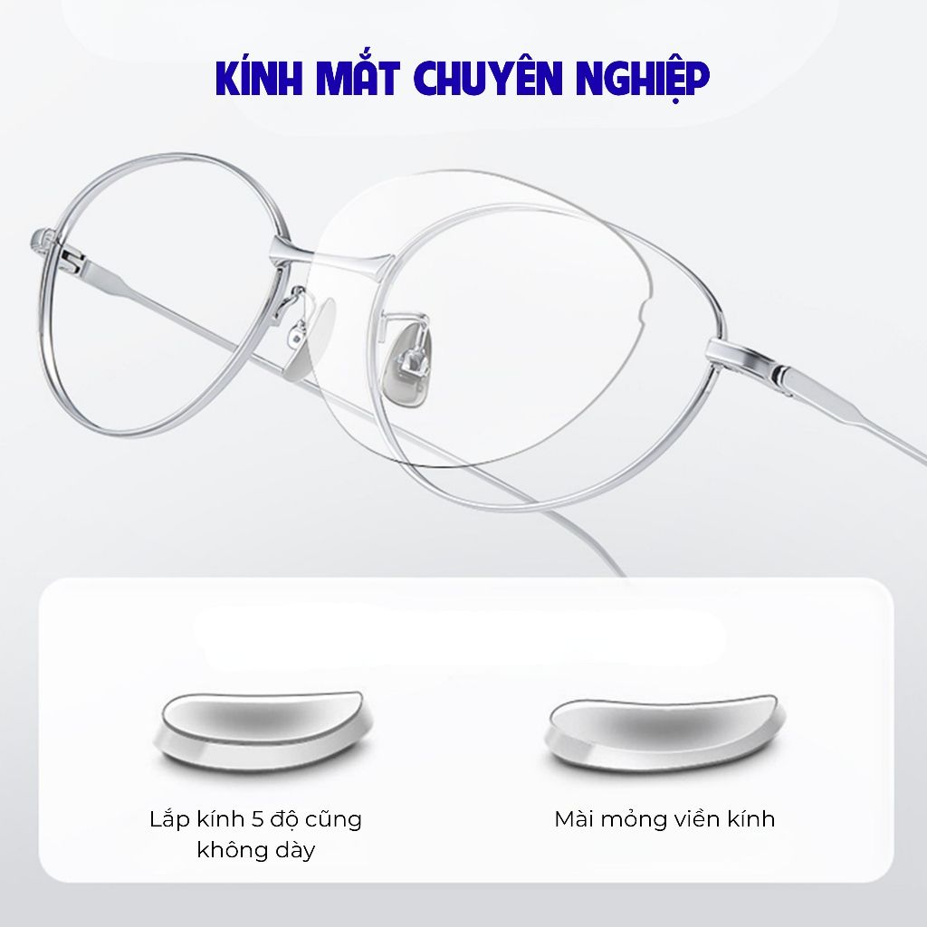 Kính Cận Chống Ánh Sáng Xanh MOCO Gọng Kim Loại Dẻo Form Oval Hợp Mọi Dáng Mặt, Kính Đi Học 31301