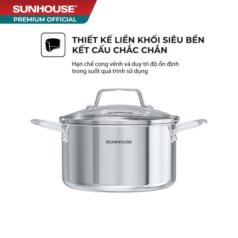 Bộ nồi chảo Inox liền đáy SUNHOUSE HEALTHY SHG811