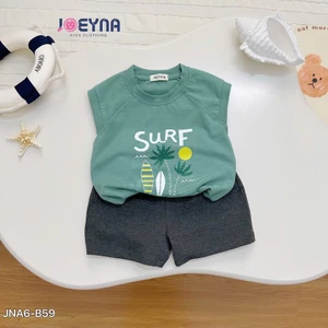 Bộ ba lỗ cotton mềm mát cho bé, bộ thun ba lỗ in hoa tiết bé trai
