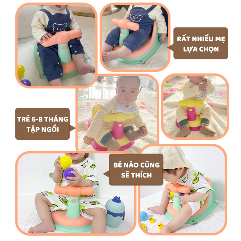 Ghế Tắm Cho Bé Chống Trượt Có Tựa Lưng – Ghế Ngồi Tắm Trẻ Em An Toàn, Tay Vịn Chắc, Hỗ Trợ Tập Ngồi 6–36 Tháng