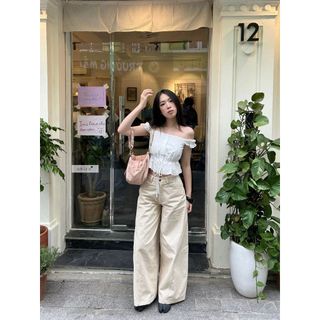 𝐌𝐞𝐥𝐥𝐨𝐰 𝐓𝐨𝐩 - Áo kiểu nữ, áo croptop thiết kế dây nơ eo cổ vuông nhien.official NAS00054