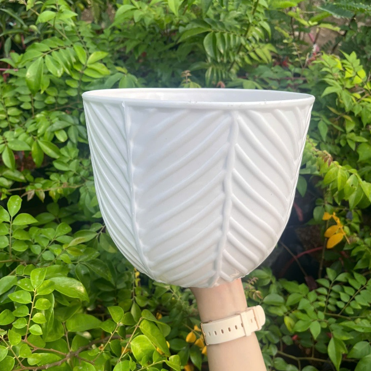Chậu Vân Lá Nhựa Cao Cấp – Chậu Trồng Cây Trang Trí Ban Công, Sân Vườn, Quán Cafe Đẹp Hiện Đại