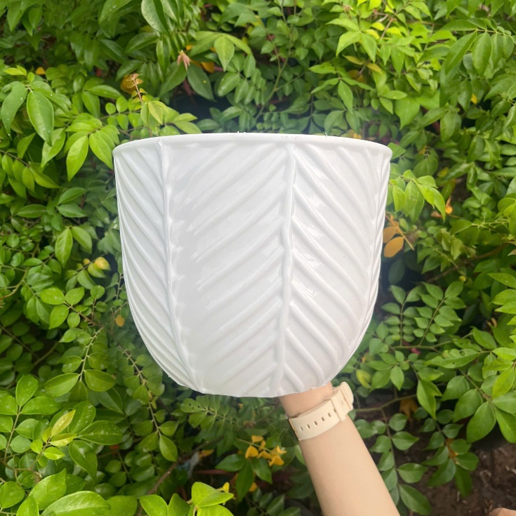 Chậu Vân Lá Nhựa Cao Cấp – Chậu Trồng Cây Trang Trí Ban Công, Sân Vườn, Quán Cafe Đẹp Hiện Đại