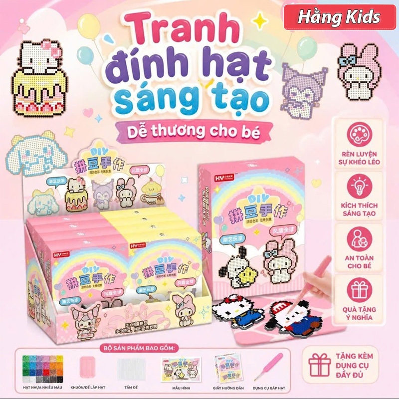 Tranh Đính Hạt DIY Cho Bé – Bộ Xếp Hạt Sáng Tạo Hình Dễ Thương Kèm Dụng Cụ